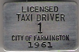 1961 Farmington Licensed Taxi Driver Michigan