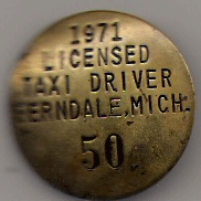 1971 Ferndale Licensed Taxi Driver Michigan