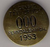 1953 Sample Ferndale Licensed Taxi Driver Michigan