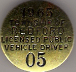 1965 Redford Licensed Public Vehicle Driver Michigan