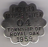 1959 Royal Oak Licensed Taxicab Driver Michigan