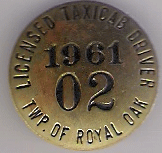 1961 Royal Oak Licensed Taxicab Driver Michigan
