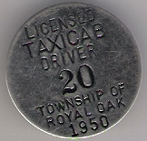 1950 Royal Oak Licensed Taxicab Driver Michigan