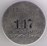 1968/69 Saginaw Taxicab Driver Michigan