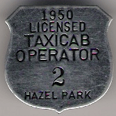 1950 Hazel Park Licensed Taxicab Operator Michigan