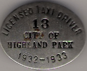 1932/33 Highland Park Licensed Taxi Driver Michigan