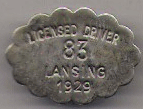 1929 Lansing Licensed Driver Michigan