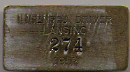 1952 Lansing Licensed Driver Michigan