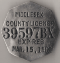 1960/61 Middlesex County License Massachusetts