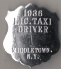 Middletown 1936 Licensed Taxi Driver
