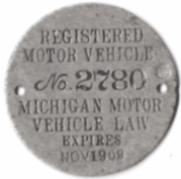 1908/Nov 1909 Michigan Registered Motor Vehicle 2780