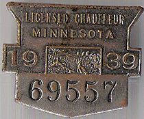 1939 Minnesota Licensed Chauffeur Pair front