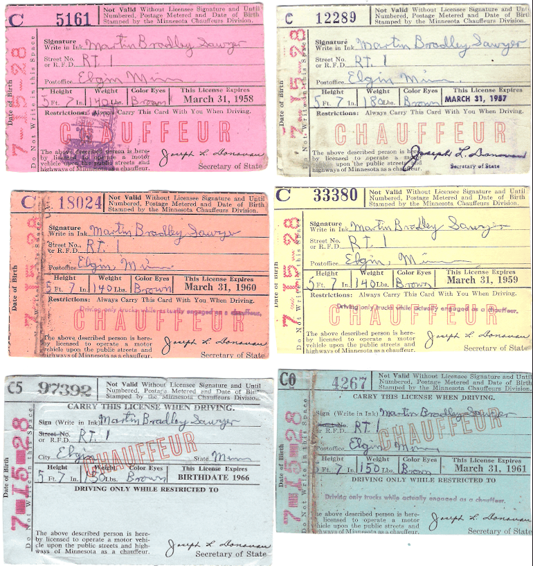 1956/57-1961/66 Minnesota Conditional Licenses