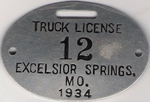 1934 Excelsior Springs Missouri Truck License