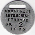 1925 Gongordia Missouri Automobile License