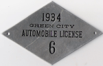 1934 Green City Missouri Automobile License
