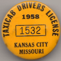 1958 Kansas City Missouri Taxi-Cab Drivers License