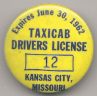 1961/62 Kansas City Missouri Taxicab Drivers License