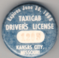 1968/69 Kansas City Missouri Taxicab Drivers License