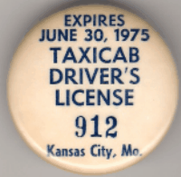 1974/75 Kansas City Missouri Taxicab Drivers License