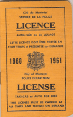 1960 Montreal Chauffeur License