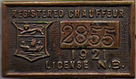 1921 New Brunswick Registered Chauffeur License