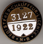 1922 New Brunswick Registered Chauffeur License