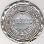 New Brunswick Registered Motor Vehicle Disc 5972