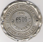 New Brunswick Registered Motor Vehicle Disc 6506