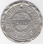 New Brunswick Registered Motor Vehicle Disc 13919