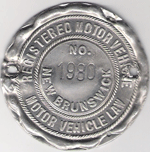New Brunswick Registered Motor Vehicle Disc 1980