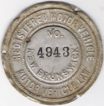 New Brunswick Registered Motor Vehicle Disc 4943