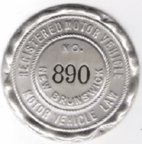 New Brunswick Registered Motor Vehicle Disc 890
