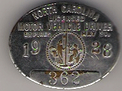 1927/28 North Carolina Licensed Motor Vehicle Driver