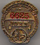 1932/33 North Carolina Licensed Motor Vehicle Driver
