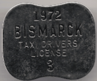 1972 Bismarck North Dakota Taxi Drivers License