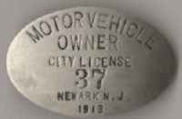 Newark New Jersey 1913 Motor Vehicle Owner
