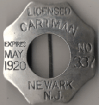 Newark New Jersey 1919/20 Licensed Cartman