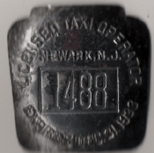 Newark New Jersey 1933 Licensed Taxi Operator