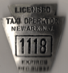 Newark New Jersey 1937 Licensed Taxi Operator