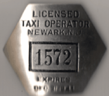 Newark New Jersey 1941 Licensed Taxi Operator