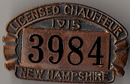 1915 New Hampshire Chauffeur Badge