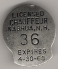 1967/68 Nashua Chauffeur License
