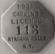1931 Niagara Falls New York Cabmen's License
