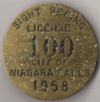 Niagara Falls City of 1958 Sight Seeing License