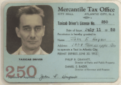 1952 Atlantic City Matching Cab Card