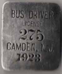 Camden New Jersey 1923 Bus Driver License