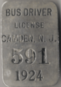 Camden New Jersey 1924 Bus Driver License