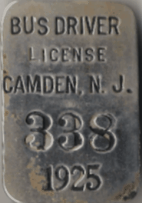 Camden New Jersey 1925 Bus Driver License