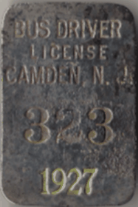 Camden New Jersey 1927 Bus Driver License